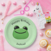 Happy Birthday Green Frog Party Plate Pappteller (Party)