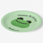 Happy Birthday Green Frog Party Plate Pappteller (Schrägansicht)