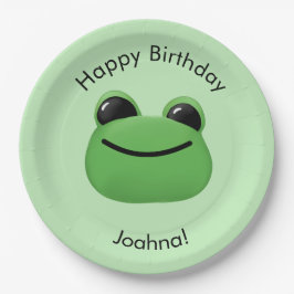 Happy Birthday Green Frog Party Plate Pappteller