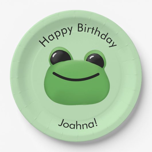 Happy Birthday Green Frog Party Plate Pappteller (Vorderseite)