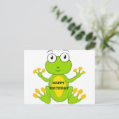 Happy Birthday Green Frog Postkarte (Stehend Vorderseite)