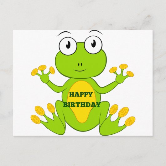 Happy Birthday Green Frog Postkarte (Vorderseite)