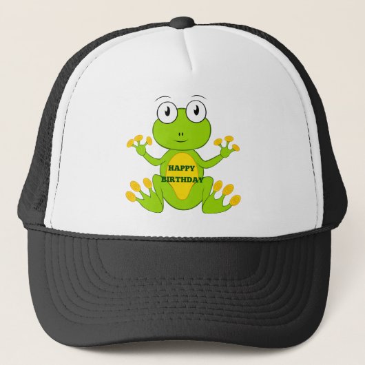 Happy Birthday Green Frog Truckerkappe (Vorderseite)