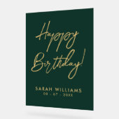 Happy Birthday Green Gold Modern Script Acrylschild (Winkel)