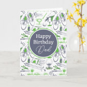 Happy Birthday | Green Golf Icons Karte (Gelbe Blume)