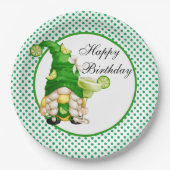 Happy Birthday Green Margarita Gnome Pappteller (Vorderseite)