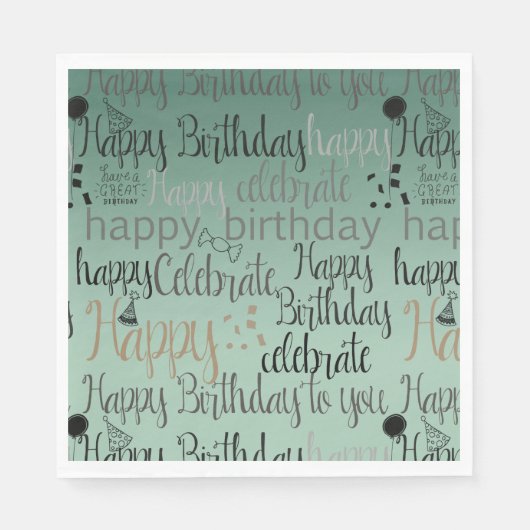 Happy Birthday Green Serviette (Vorderseite)