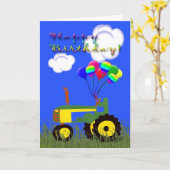 Happy Birthday Green Traktor Card Karte (Gelbe Blume)