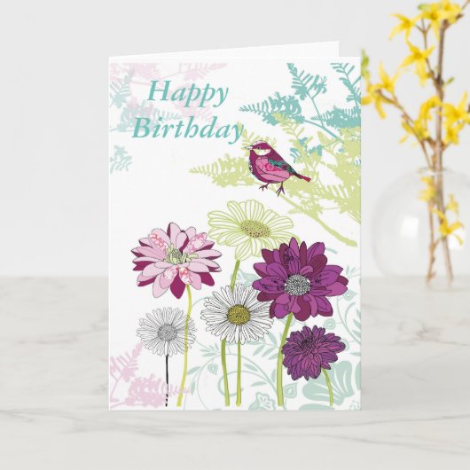 Happy Birthday greeting card Karte (Gelbe Blume)
