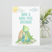 Happy Birthday Greeting Card with Dino for Kids (Stehend Vorderseite)