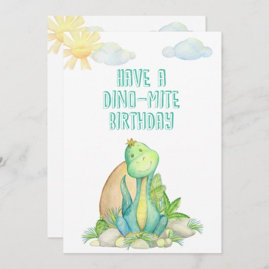 Happy Birthday Greeting Card with Dino for Kids (Vorne/Hinten)