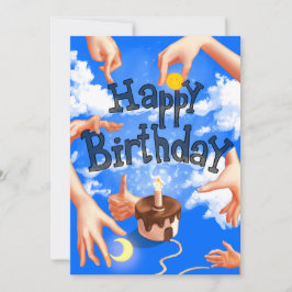 Happy Birthday greeting cards Blue Clouds Hands Feiertagskarte