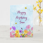 Happy Birthday Greetings Card Karte (Gelbe Blume)