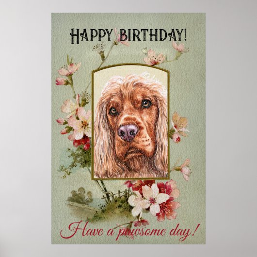 Happy Birthday Greetings English Cocker spaniel Poster (Vorne)
