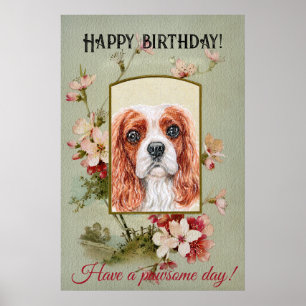 Happy Birthday Greetings King Charles Spaniel Poster