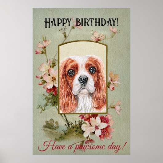 Happy Birthday Greetings King Charles Spaniel Poster (Vorne)