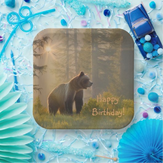 Happy Birthday Grizzly Bär Pappteller (Party)