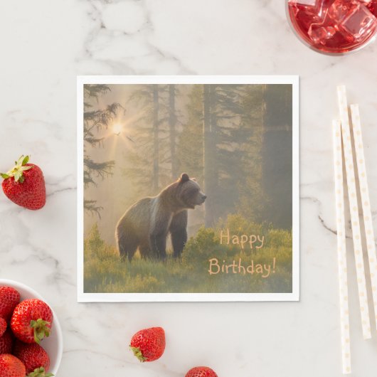 Happy Birthday Grizzly Bär Serviette (Beispiel)