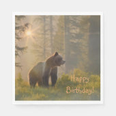 Happy Birthday Grizzly Bär Serviette (Vorderseite)