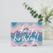 HAPPY BIRTHDAY Groovy Colorful Wavy Streifen Postkarte (Stehend Vorderseite)