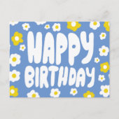 HAPPY BIRTHDAY Groovy Daisies CUSTOM Bday Postkarte (Vorderseite)