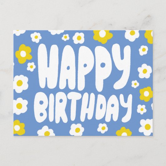 HAPPY BIRTHDAY Groovy Daisies CUSTOM Bday Postkarte (Vorderseite)