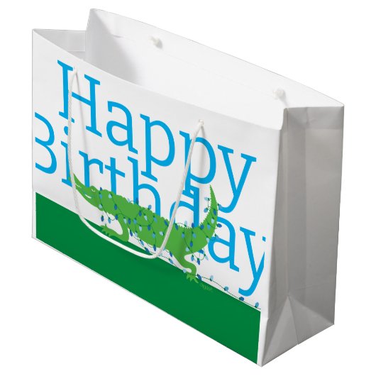 Happy Birthday Große Geschenktasche Geschenktüte (Vorderseite Schrägansicht)