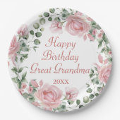 Happy Birthday Große Oma Pink Blumen Party Pappteller (Vorderseite)
