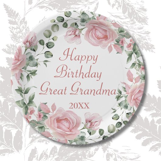 Happy Birthday Große Oma Pink Blumen Party Pappteller