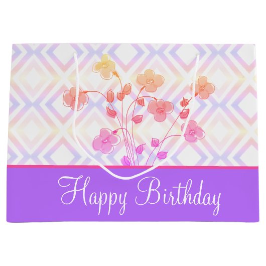 Happy Birthday Große Papier Tasche Stil Große Geschenktüte (Vorderseite)