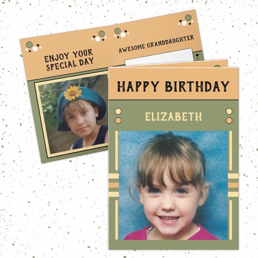 Happy Birthday Großtochter Name Foto grün Karte