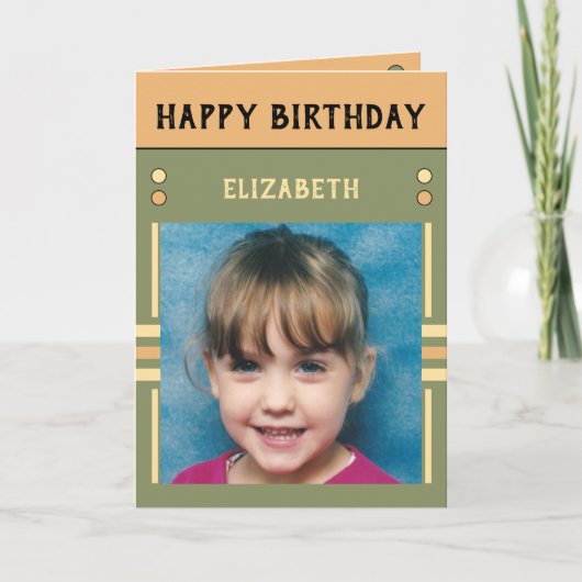 Happy Birthday Großtochter Name Foto grün Karte (Vorderseite)