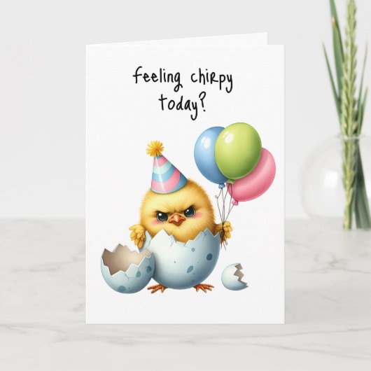 Happy Birthday Grumpy Bird Balloons Gefühl Chirpy Karte (Vorderseite)