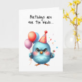 Happy Birthday Grumpy Bird Balloons Party Hat Karte (Gelbe Blume)