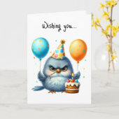 Happy Birthday Grumpy Bird Cake Balloons Karte (Gelbe Blume)
