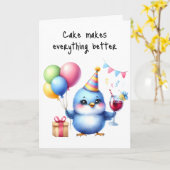 Happy Birthday Grumpy Bird Cake Balloons Roter Wei Karte (Gelbe Blume)