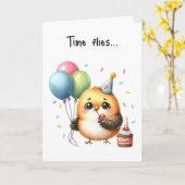 Happy Birthday Grumpy Bird Cupcake Balloons Karte (Gelbe Blume)