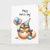 Happy Birthday Grumpy Bird Egg Hatch Balloons Karte (Gelbe Blume)
