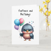 Happy Birthday Grumpy Bird Feathers und Birthdays Karte (Gelbe Blume)