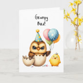 Happy Birthday Grumpy Bird hatched Egg Balloons Karte (Gelbe Blume)