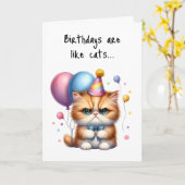 Happy Birthday Grumpy Cat Blue Bow Krawatte Balloo Karte (Gelbe Blume)