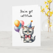 Happy Birthday Grumpy Cat Cattitude Balloons Karte (Gelbe Blume)