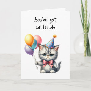Happy Birthday Grumpy Cat Cattitude Balloons Karte
