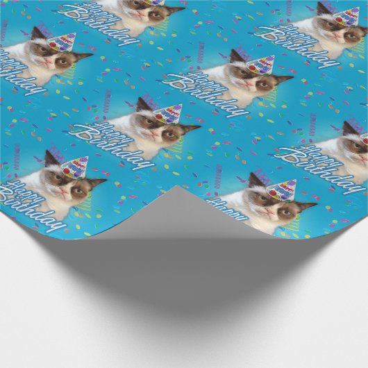 Happy Birthday Grumpy Cat Geschenkpapier (Ecke)