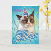 Happy Birthday Grumpy Cat Karte (Gelbe Blume)