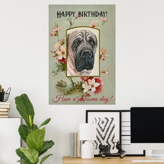 Happy Birthday Gruß Englisch Mastiff Poster (Heimbüro)