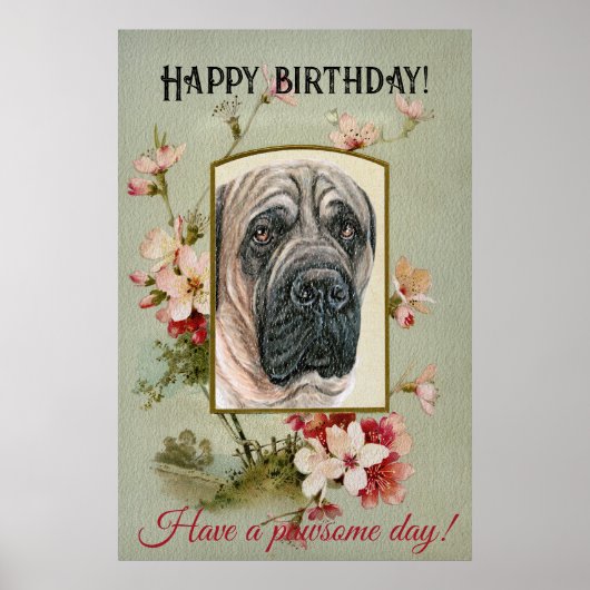Happy Birthday Gruß Englisch Mastiff Poster (Vorne)