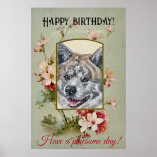 Happy Birthday Grüße Akita inu Tigerfarbe Poster
