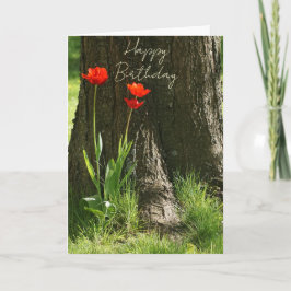 Happy Birthday Grußkarte mit roten Tulpen Karte