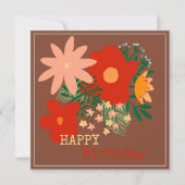 HAPPY Birthday Grußkarte Original Blume braun Einladung (Vorderseite)